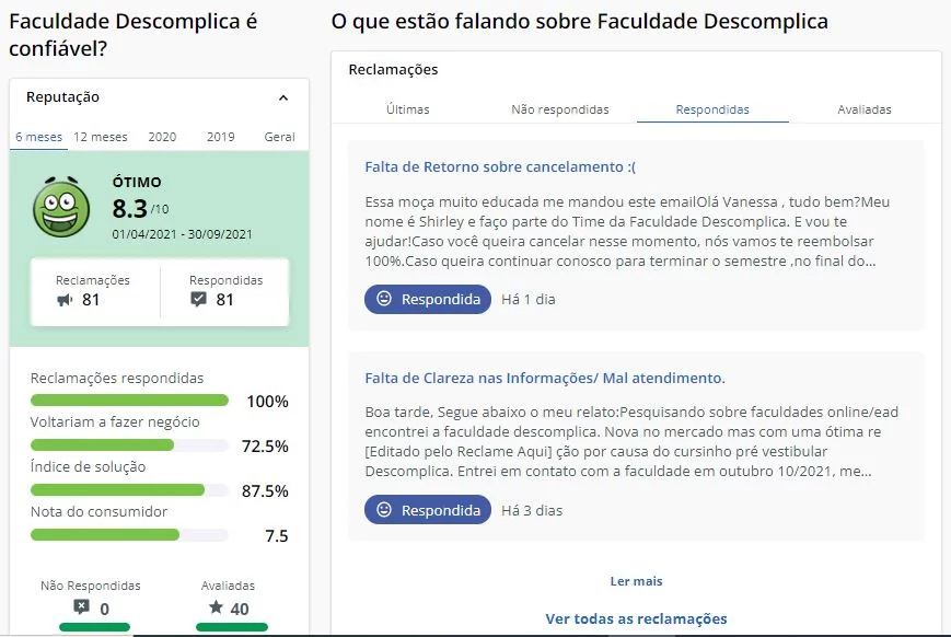 Faculdade Descomplica é boa? 5 reclameaqui faculdade descomplica