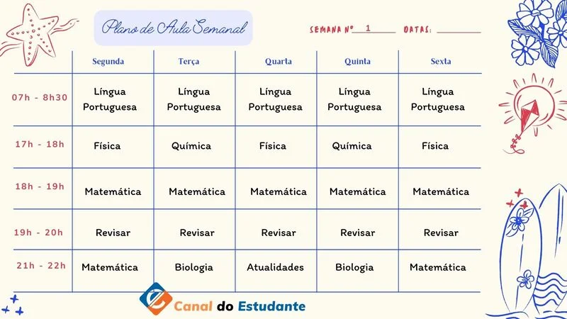 Como Criar um Cronograma de Estudos para Concurso: Guia Completo 3 plano de estudos para imprimir