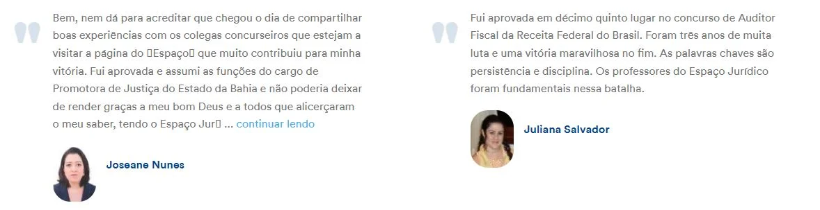 Avaliando a Qualidade do Curso Espaço Jurídico 1 depoimentos dos alunos do Espaço Jurídico