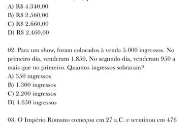 Atividades de Adição e Subtração – 6º e 7º ano com Gabarito