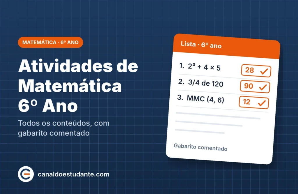 Atividades de matemática do 6 ano com gabarito por conteúdo