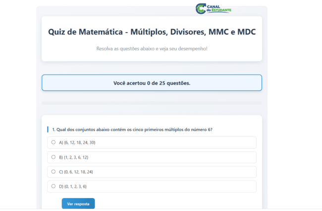 Lista de Atividades de Múltiplos e Divisores MMC e MDC 6º ano 2 Lista de Atividades de Múltiplos e Divisores MMC e MDC 6º ano